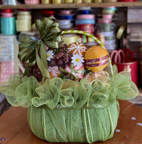 giỏ trái cây tone xanh